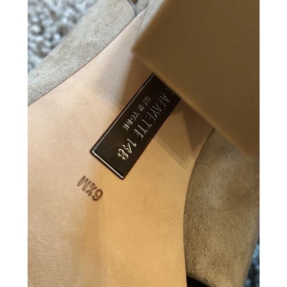 Lafayette 148 Covell Sandals Sz 6.5 Neutral Beige Suede Leather Slingback Heels - Picture 8 of 13